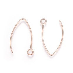 Rose Gold Stainless Steel V Ear Wires 2.5mm Hole, 20 Pieces
