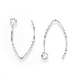 Silver Regular Loop Stainless Steel V Ear Wires 2.5mm Hole, 20 Pieces