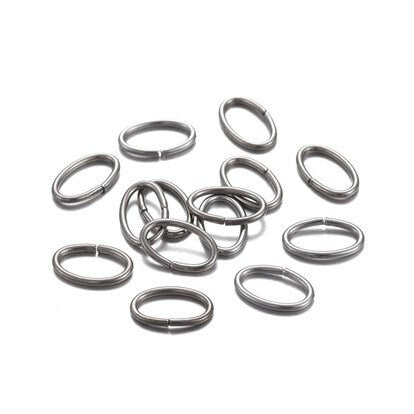 SILVER 8mm x 6mm OVAL Bulk Stainless Steel Jump Rings (18 gauge), 100 Pieces, Jump Ring #64