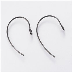 Black Modern Forward-Facing Stainless Steel Ear Wires, 20 Pieces