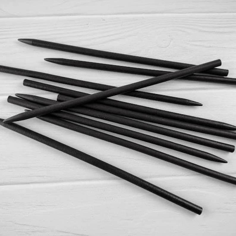 Black Wooden Hair Sticks, 5 Pieces