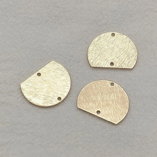 Almost Full Moon 2-Hole Brushed Brass Connectors (10 Pieces), Connector #94