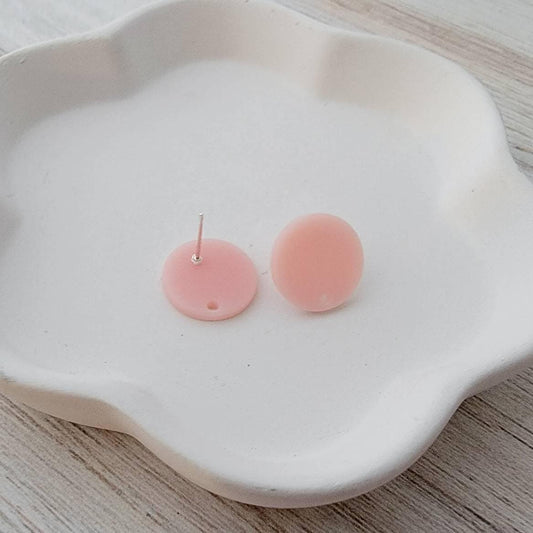 Matte Ballet Pink Acrylic Circle Stud Earring Findings (16mm), 10 Pieces, Acrylic Stud #1