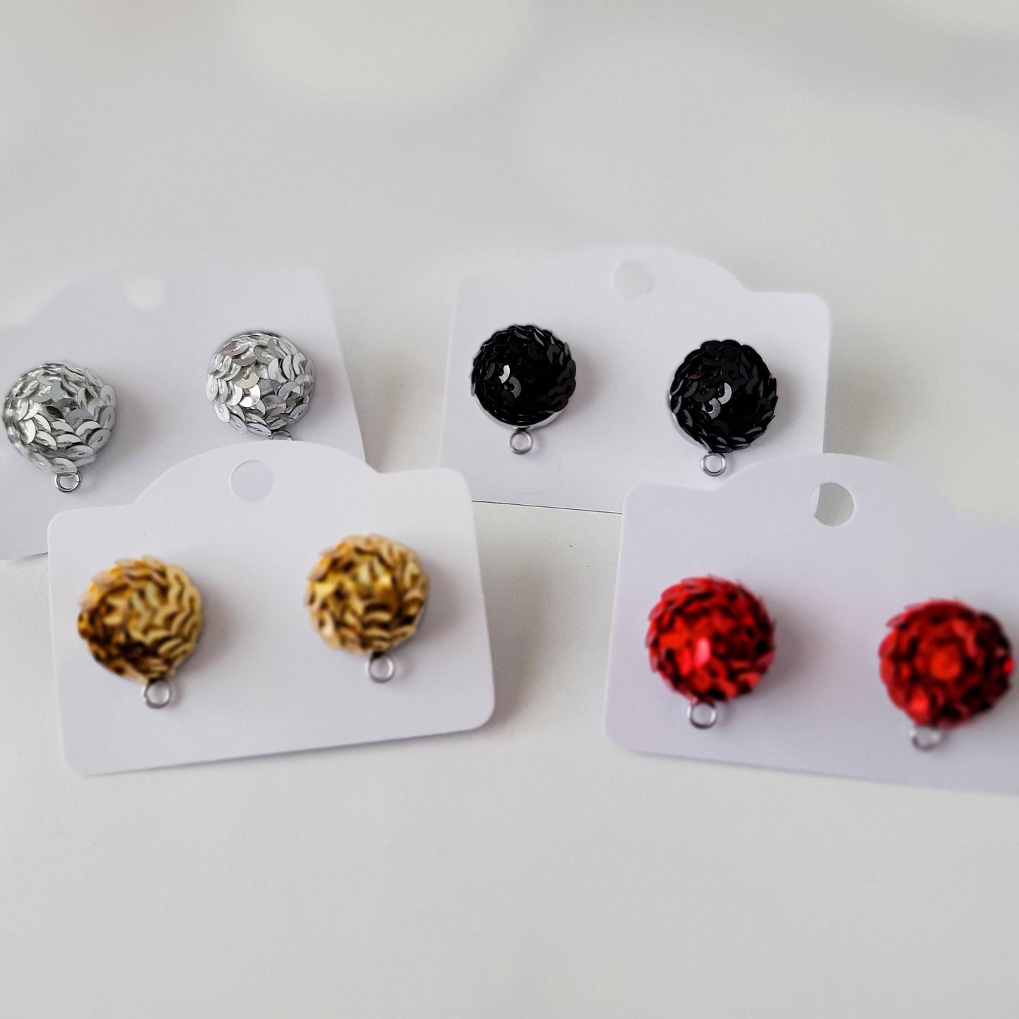 Gold 15mm Sequin Stud Topper, 1 Pair, Stud #188