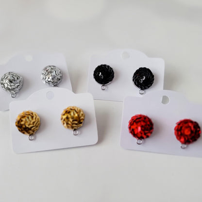 Gold 15mm Sequin Stud Topper, 1 Pair, Stud #188