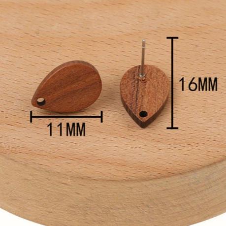 Walnut Wooden Petal Studs, 10 Pieces, Wood #10