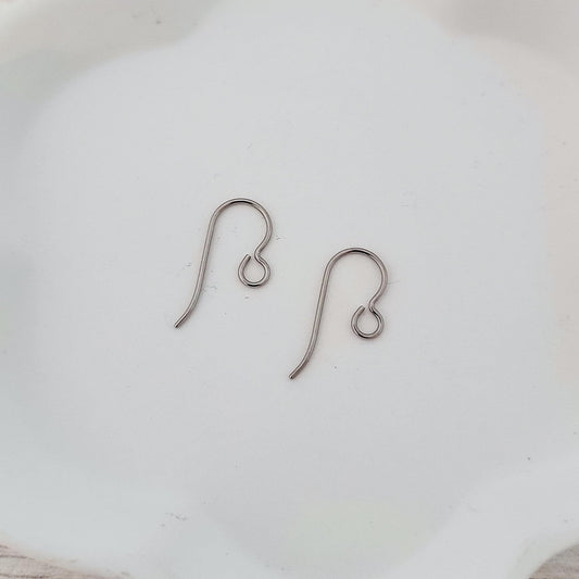 Grade 1 Titanium Ear Wires, 3mm Hole, 20 Pieces, Earring Hook #86