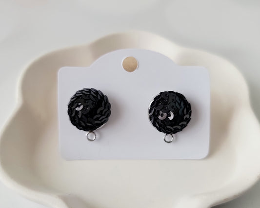 Black 15mm Sequin Stud Topper, 1 Pair, Sequin #2