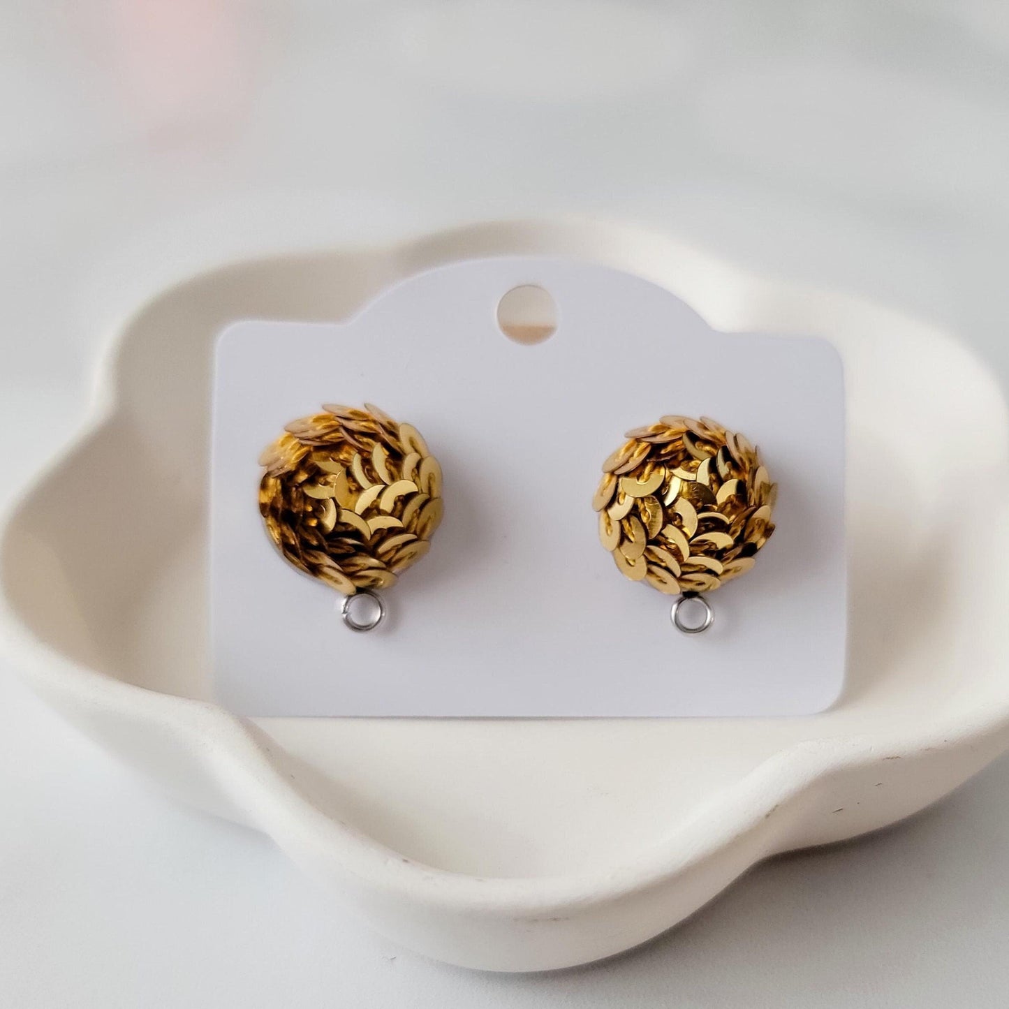 Gold 15mm Sequin Stud Topper, 1 Pair, Stud #188