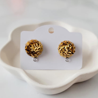 Gold 15mm Sequin Stud Topper, 1 Pair, Stud #188