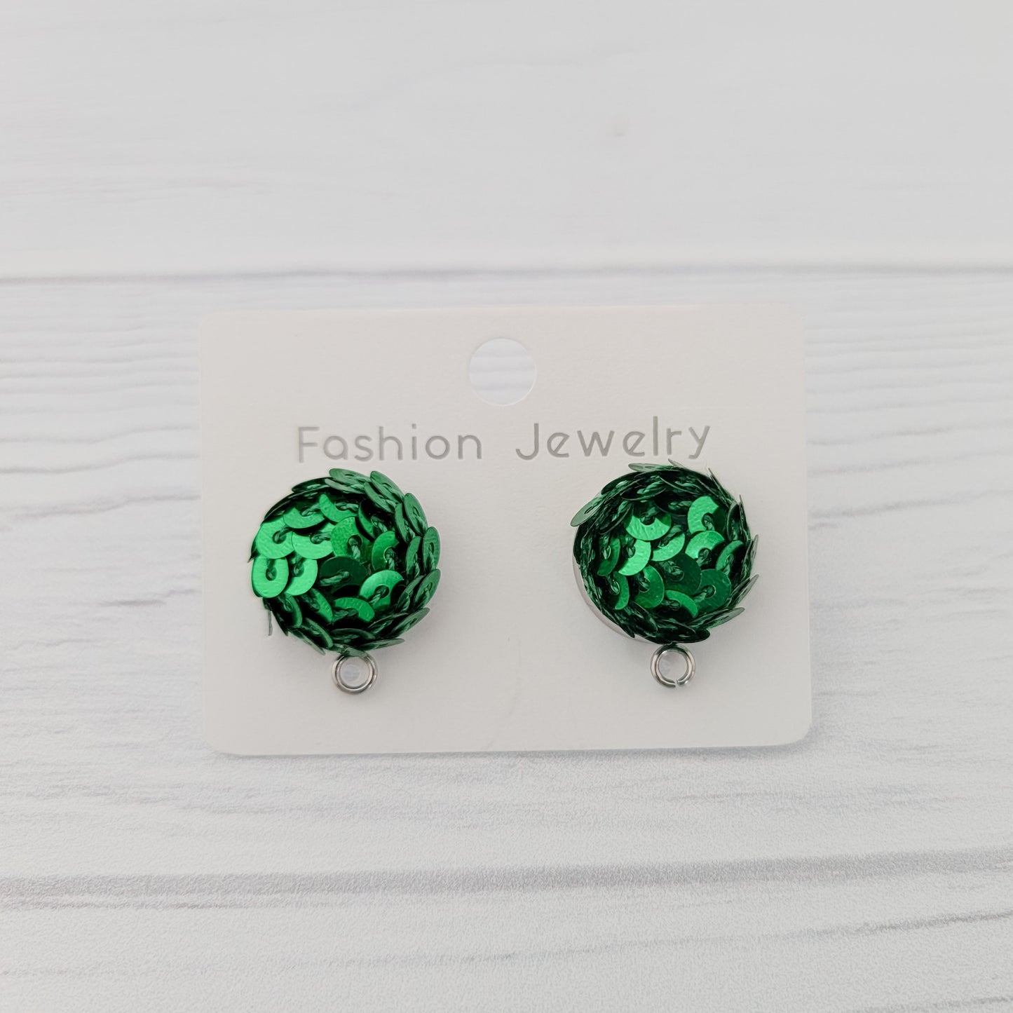 Green 15mm Sequin Stud Topper, 1 Pair, Stud #189