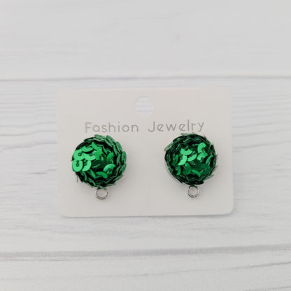 Green 15mm Sequin Stud Topper, 1 Pair, Stud #189