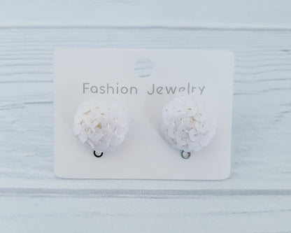 White 15mm Sequin Stud Topper, 1 Pair, Sequin #11