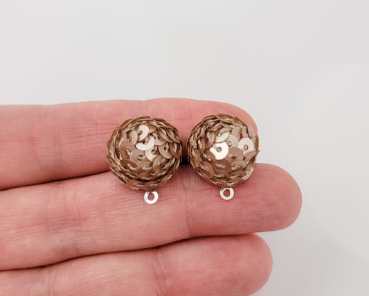 Champagne 15mm Sequin Stud Topper, 1 Pair, Sequin #10