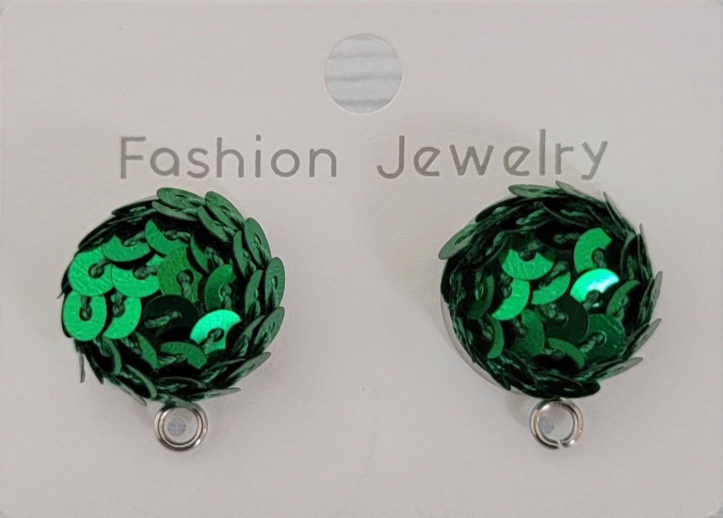 Green 15mm Sequin Stud Topper, 1 Pair, Stud #189
