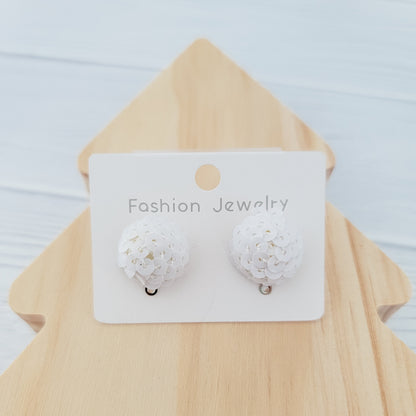 White 15mm Sequin Stud Topper, 1 Pair, Sequin #11