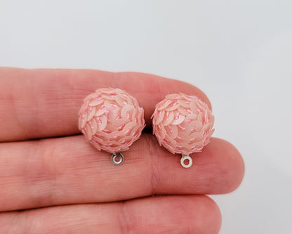 Blush Pink 15mm Sequin Stud Topper, 1 Pair, Stud #192