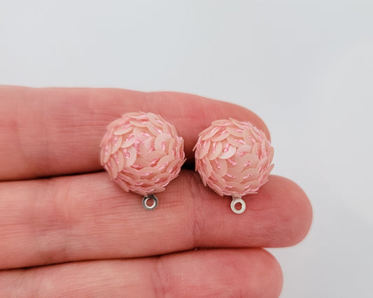 Blush Pink 15mm Sequin Stud Topper, 1 Pair, Sequin #8