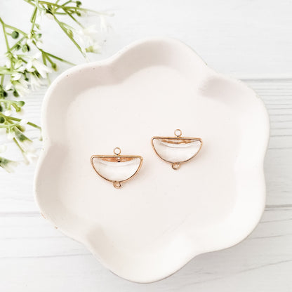 Gold Half Moon Crystal Links, 10 Pieces