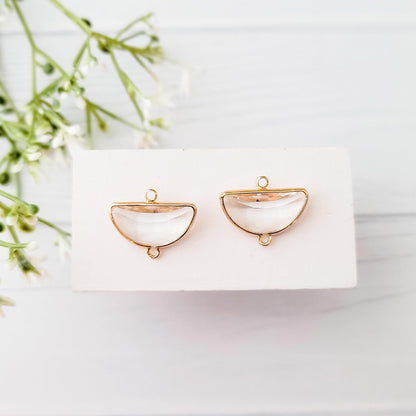 Gold Half Moon Crystal Links, 10 Pieces
