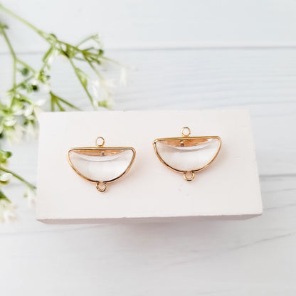 Gold Half Moon Crystal Links, 10 Pieces