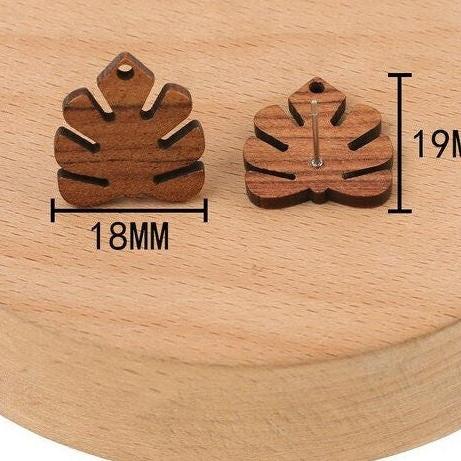 Walnut Wooden Palm Leaf Studs, 10 Pieces, Wood #2