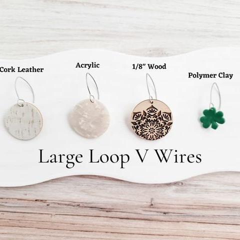 Silver Large Loop V Ear Wires (5mm Surgical Stainless Steel Marquise Hooks), 20 Pieces