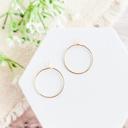 Gold 20mm Round Wine Hoop Stainless Steel Ear Wires, 10 Pieces