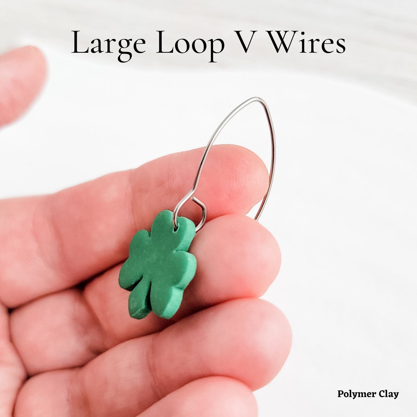 Silver Large Loop V Ear Wires (5mm Surgical Stainless Steel Marquise Hooks), 20 Pieces