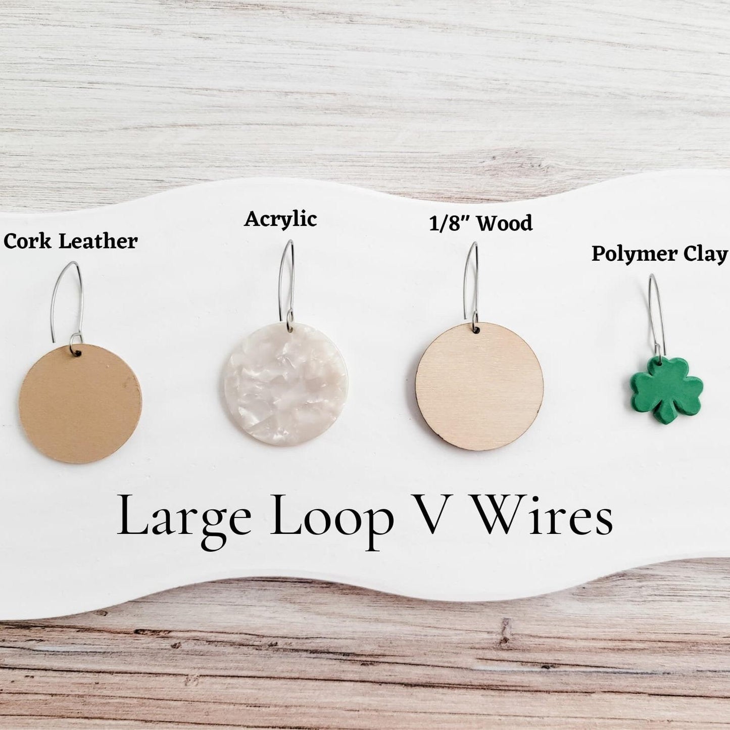 Silver Large Loop V Ear Wires (5mm Surgical Stainless Steel Marquise Hooks), 20 Pieces