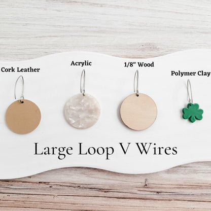 Silver Large Loop V Ear Wires (5mm Surgical Stainless Steel Marquise Hooks), 20 Pieces