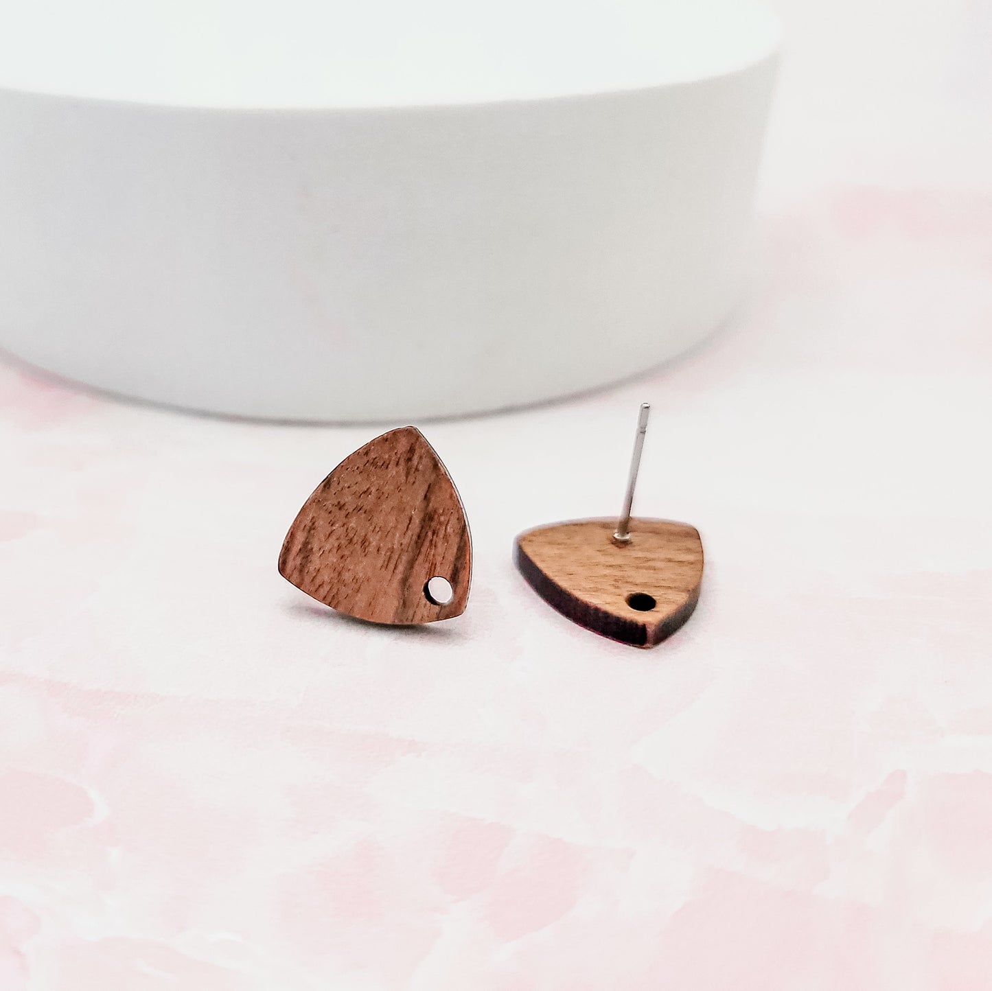 Walnut Wooden Rounded Triangle Studs, 10 Pieces, Wood #21