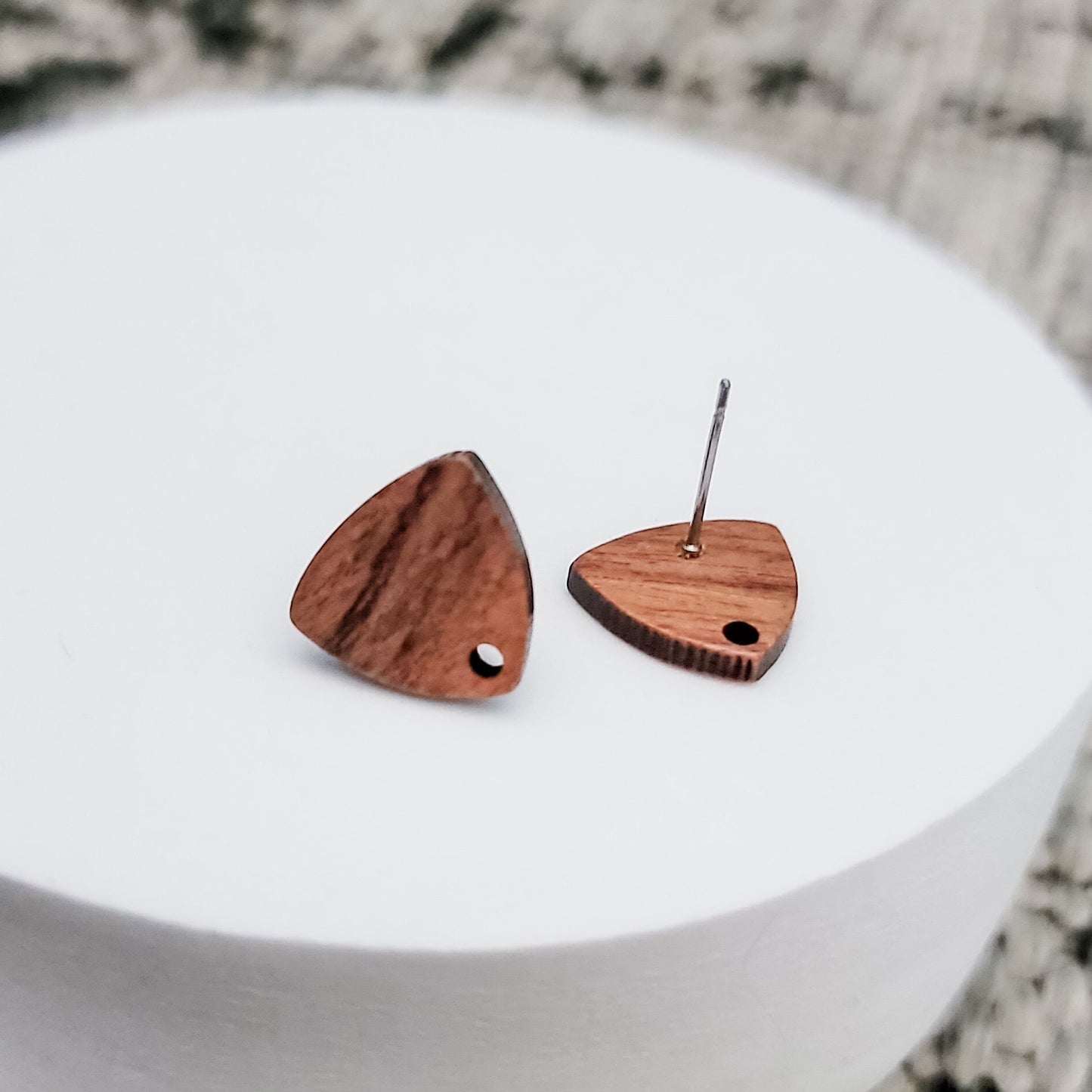 Walnut Wooden Rounded Triangle Studs, 10 Pieces, Wood #21