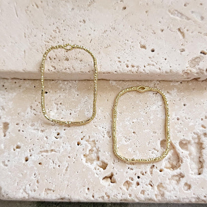 34mm Hammered Gold Rectangle Brass Charm with Hole, 10 Pieces