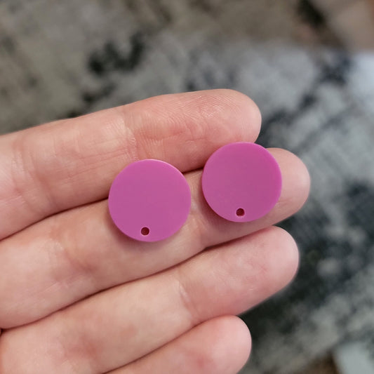 Matte Fuchsia Acrylic Circle Stud Earring Findings (16mm), 10 Pieces, Acrylic Stud #4