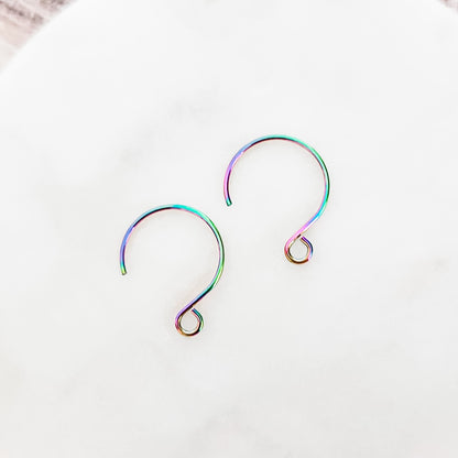 RAINBOW Stainless Steel ROUND Ear Wires 2.5mm Hole, 20pcs, Earring Hook #37