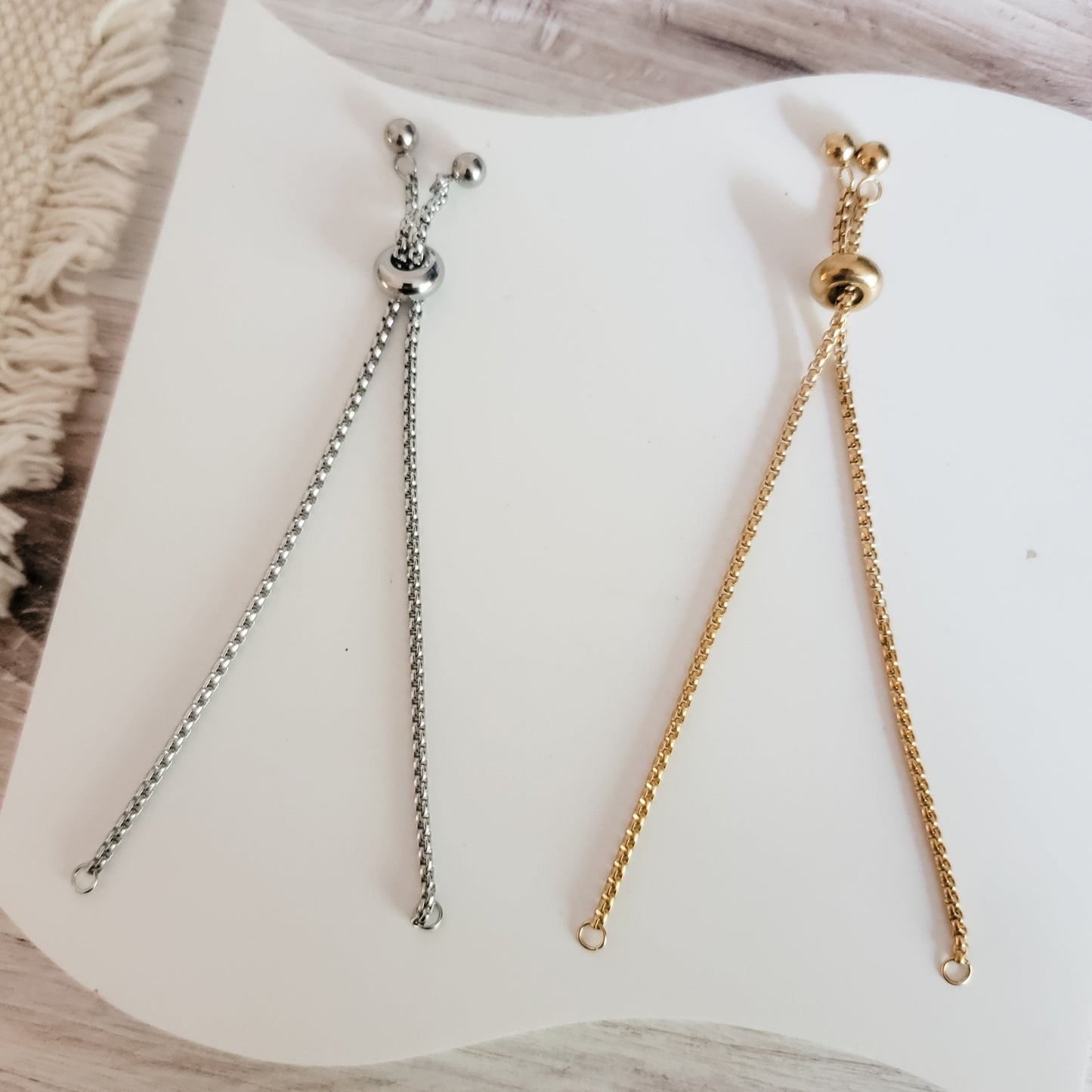 Bracelet Bolo Adjustable Chain Findings (Silver or Gold), 10 Pieces, Chain #13