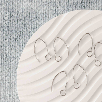Silver Large Loop V Ear Wires (5mm Surgical Stainless Steel Marquise Hooks), 20 Pieces