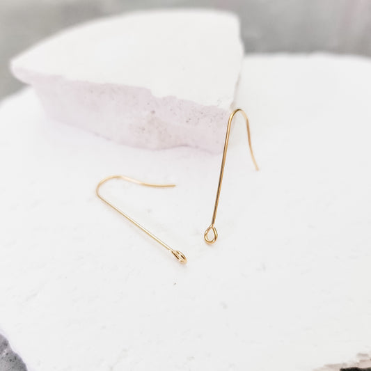 Gold 40mm Elongated Forward-Facing Stainless Steel Ear Wires 20 Pieces