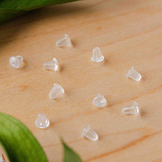 Bulk Bullet Style 6x5mm Clear Silicone Earring Backs, 200 Pieces, Back #1
