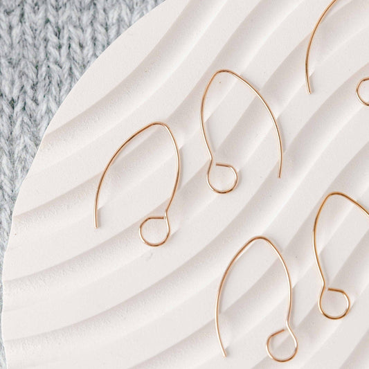 Rose Gold Large Loop V Ear Wires (5mm Surgical Stainless Steel Marquise Hooks), 20 Pieces