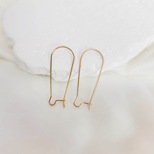 Gold 33mm Kidney Ear Wires, 20 Pieces