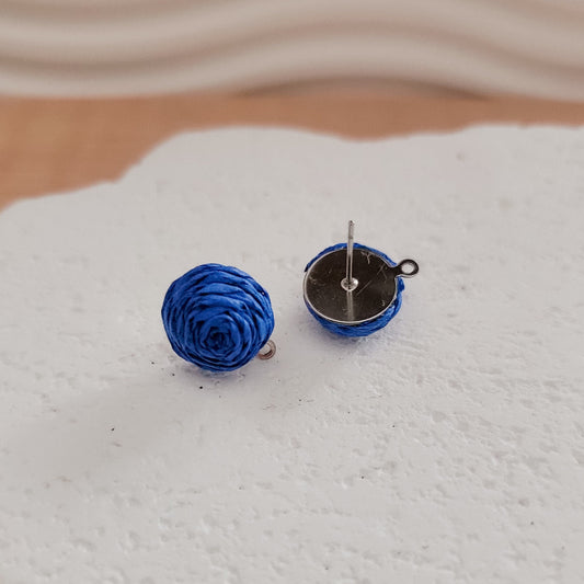 Royal Blue 14mm Raffia Small Stud Topper, 1 Pair, Stud #150