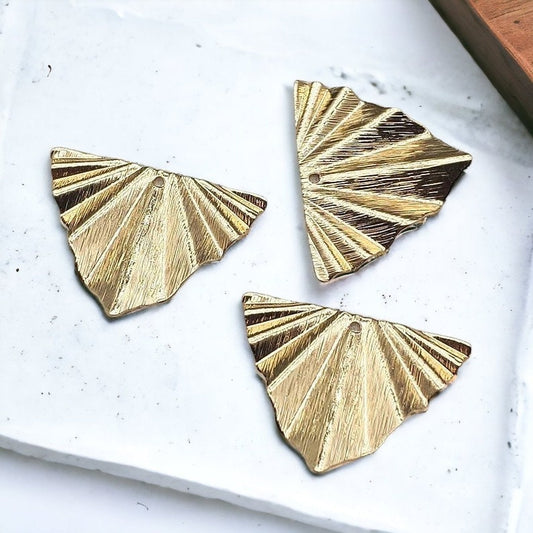 Triangle Art Deco Gold Brushed Brass Charms, 10 Pieces
