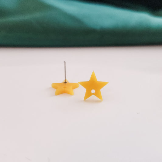 Satin Yellow Acrylic STAR Stud Earring (12mm), 10 pcs, Acrylic Stud #63
