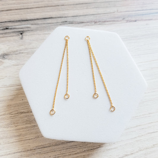 Gold Brass Two-Chain Connector With Loops, 10 Pieces