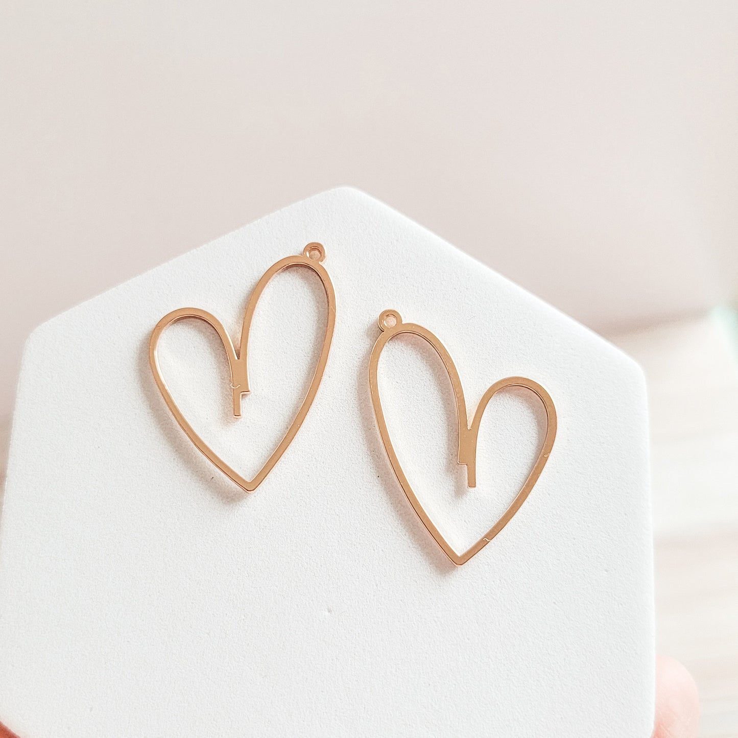 Hollow Heart GOLD Brass Charms, 10 pcs, Charm #64