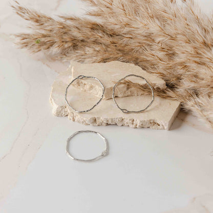 42mm Hammered Silver Circle Brass Charm with Hole, 10 Pieces