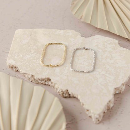 34mm Hammered Gold Rectangle Brass Charm with Hole, 10 Pieces