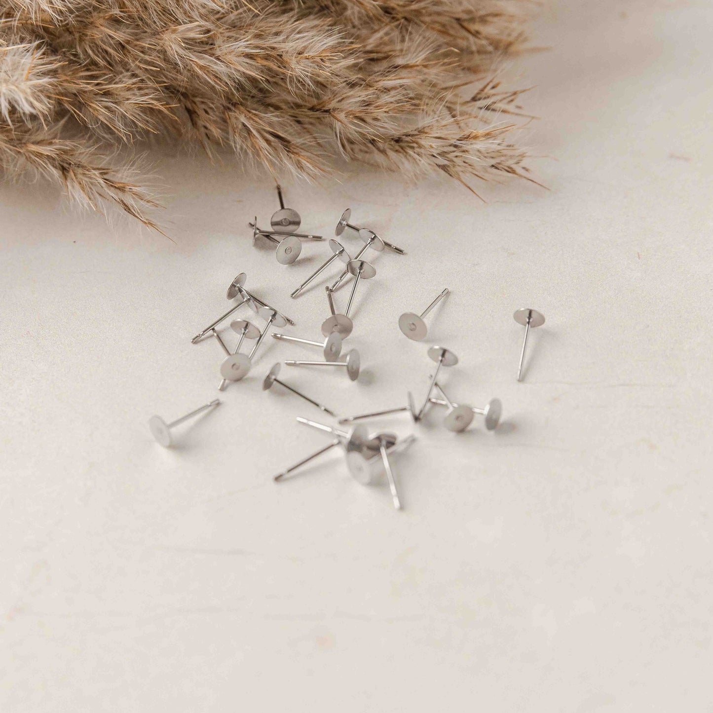 Bulk 3mm Silver Stainless Steel Regular Flat Pad Earring Posts, 100 Pieces